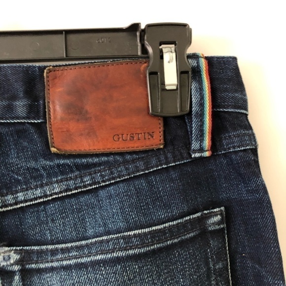 Gustin Blue Skinny Raw Button Fly Selvedge Jeans 30 - Picture 7 of 12